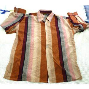 Vintage Monzini Collection 2X Striped Button-Up Shirt
